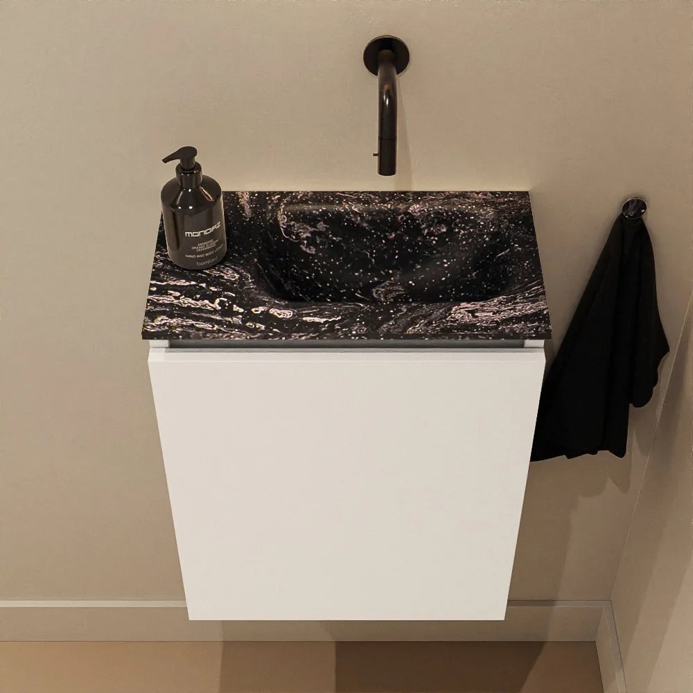 Mondiaz Ture DLux toiletmeubel 40cm talc met wastafel lava rechts zonder kraangat