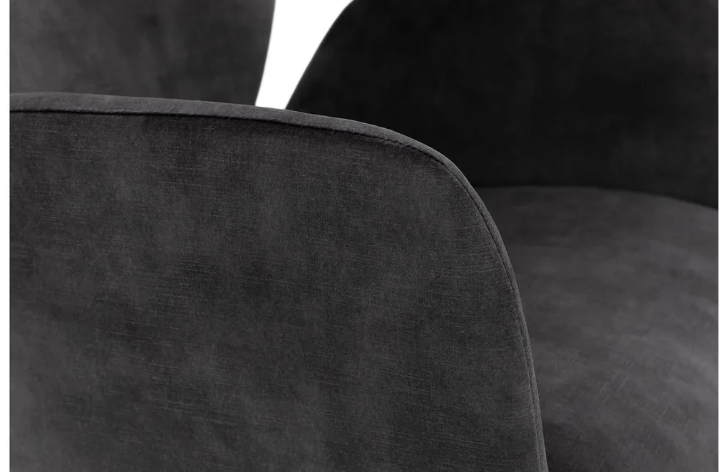 Goossens Eetkamerstoel Hera antraciet velvet stof met armleuning, modern design
