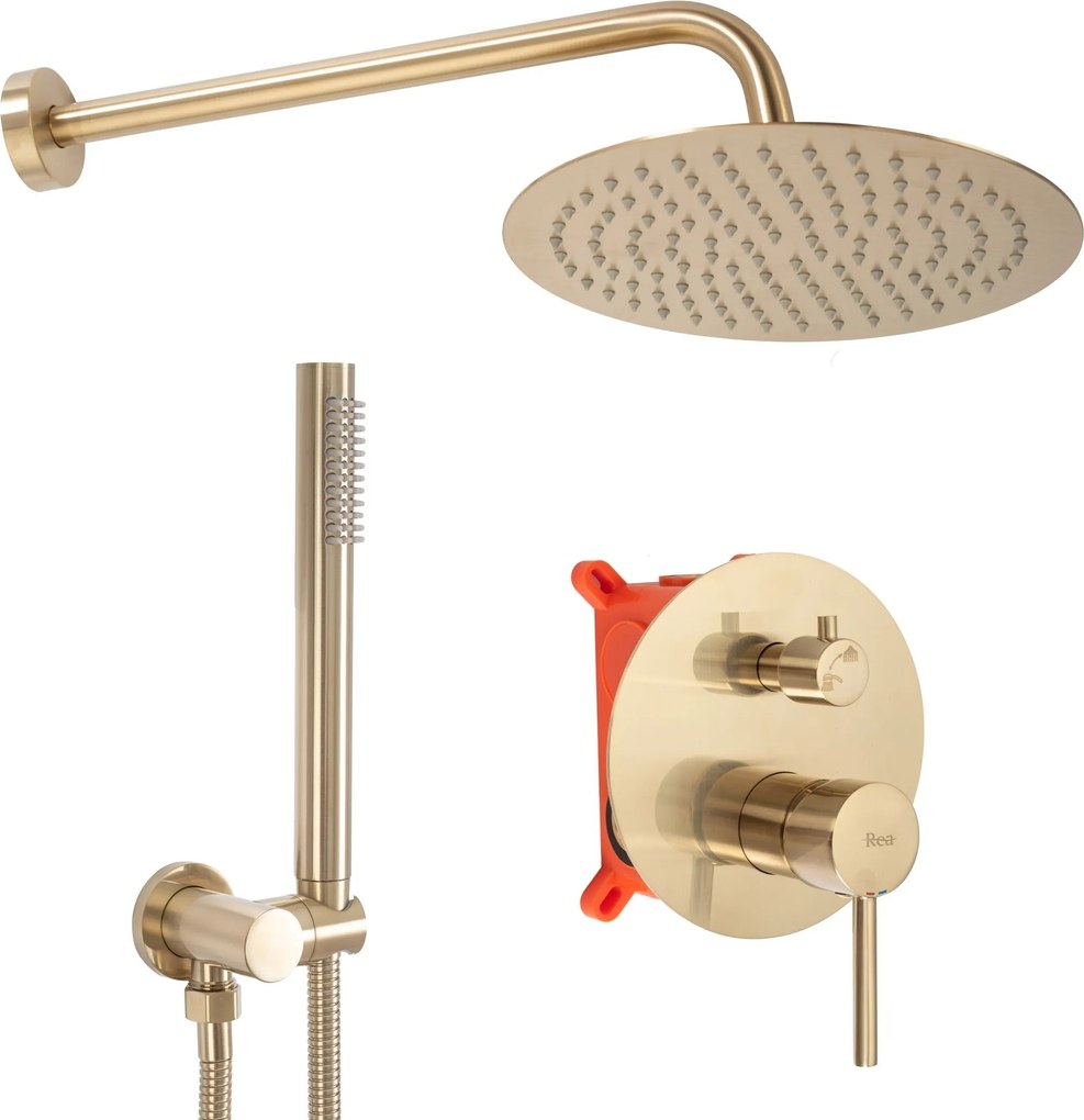 Inbouw regendoucheset Rea Lungo Gold Brush  + BOX