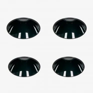 Pack Van 4 Inbouw Led Downlights Zonder Rand, Trimless, Rond Ø5,3 Cm In Aluminium Luisiana Warm Wit 2700k & Zwart & 8 W & 38º - Sklum