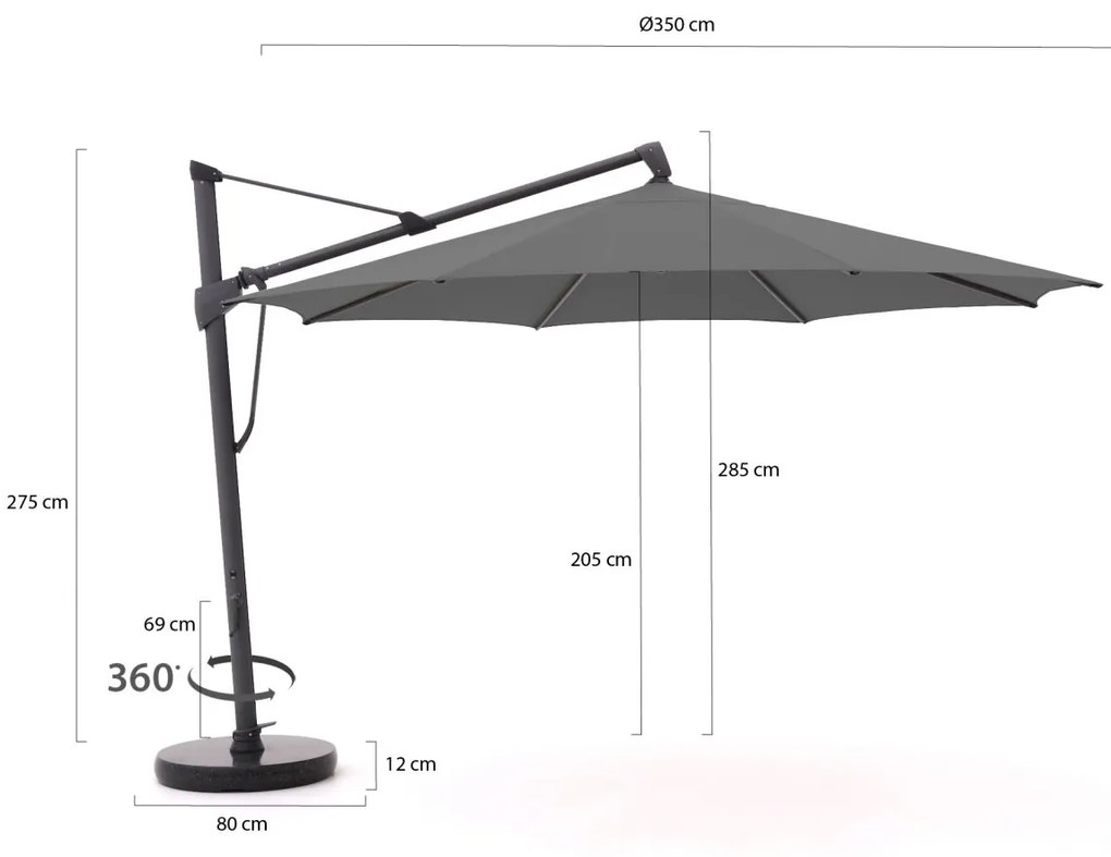 Glatz Sombrano S+ Easy zweefparasol ø 350cm