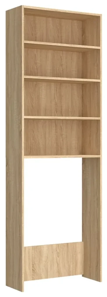vidaXL Wasmachinekast 64x24x190 cm wit en sonoma eikenkleurig