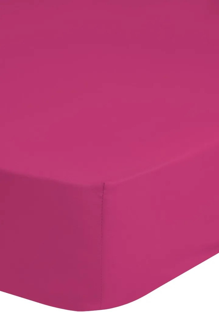 Katoenen hoeslaken strijkvrij, roze (140x200)
