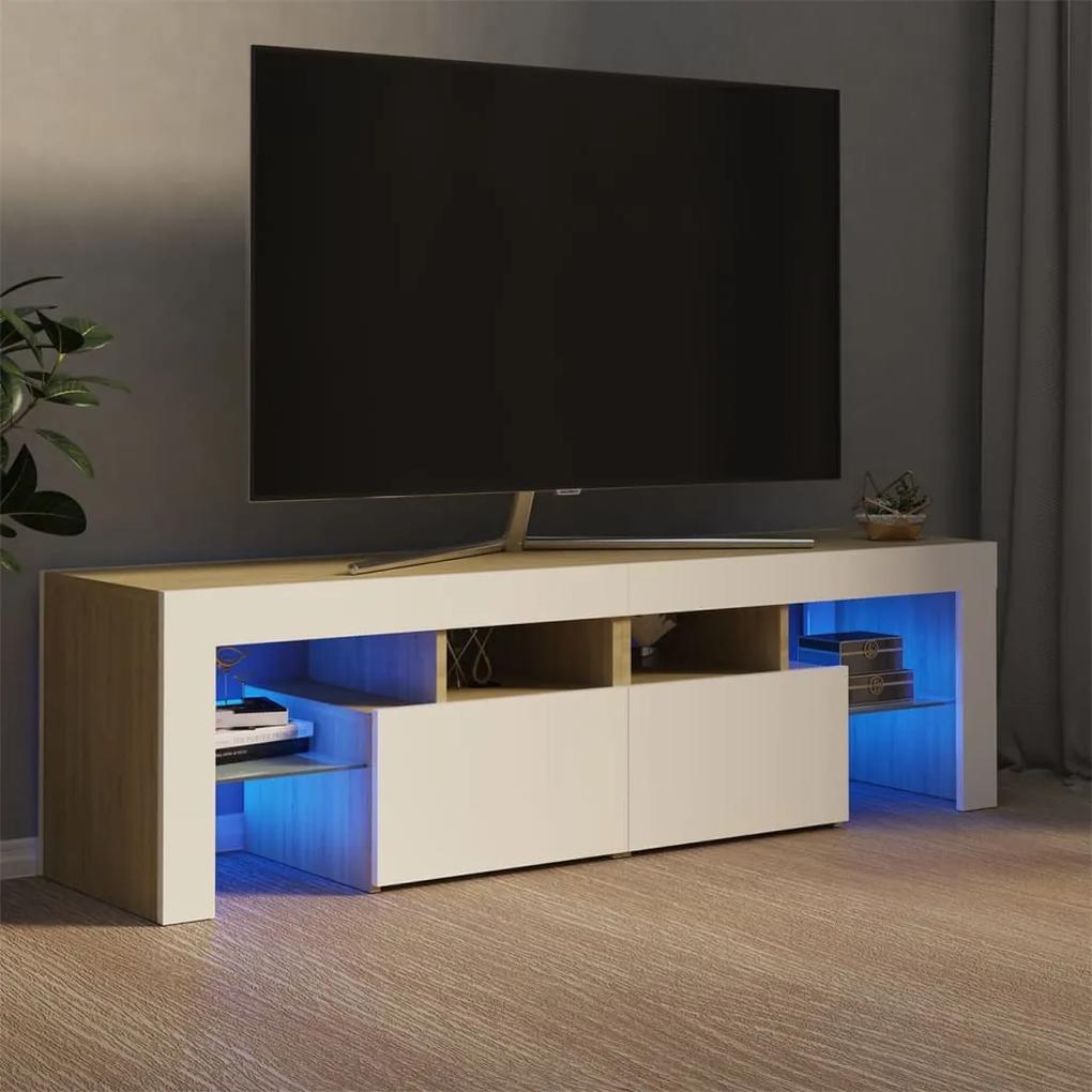 vidaXL Tv-meubel met LED-verlichting 140x36,5x40 cm wit sonoma eiken