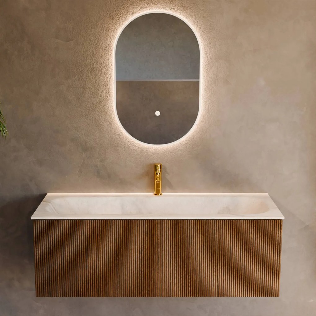Mondiaz Kurve-dlux 120cm badmeubel dusk met 1 lade en wastafel big large midden 1 kraangat ostra