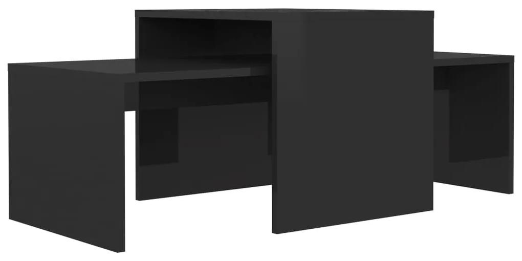 vidaXL Salontafelset 100x48x40 cm spaanplaat hoogglans zwart