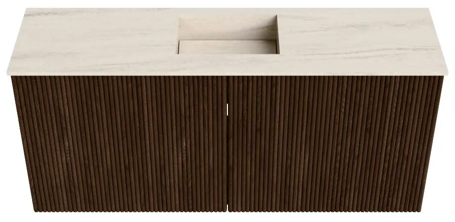 Mondiaz Joya DLux 90cm toiletmeubel walnut met wastafel faye midden zonder kraangat meli