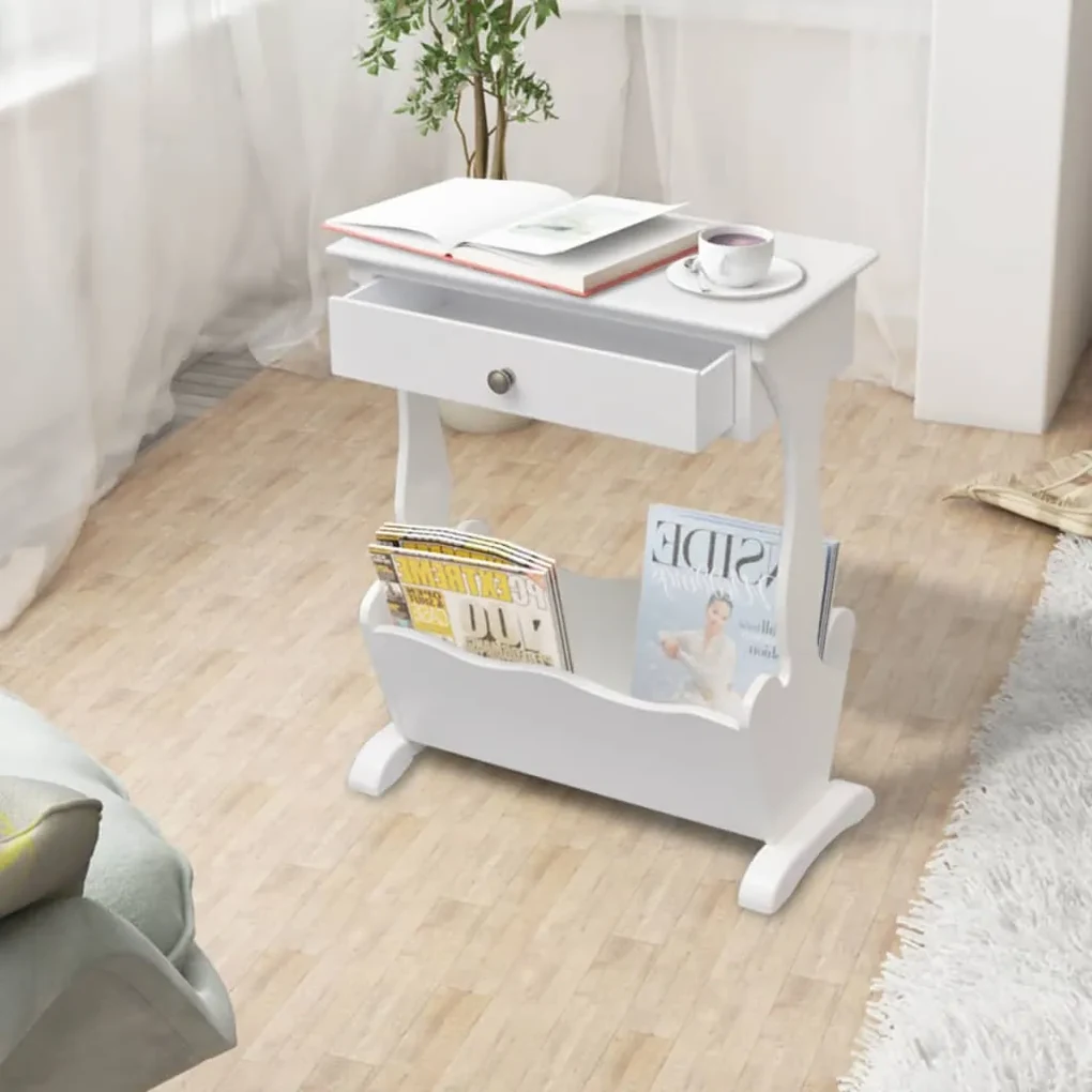 vidaXL Tijdschriftenrek Melrose wit