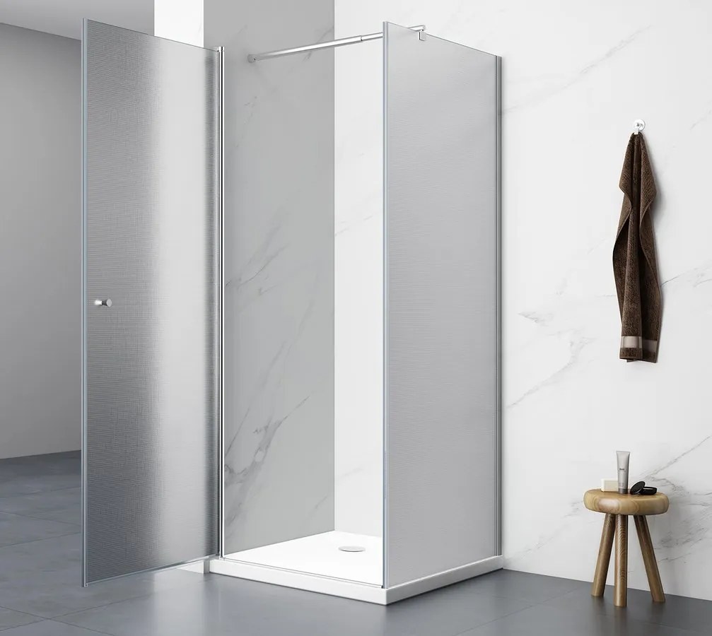 Aqualine Pilot melkglas douchecabine 70x70cm vierkant met chromen profielen
