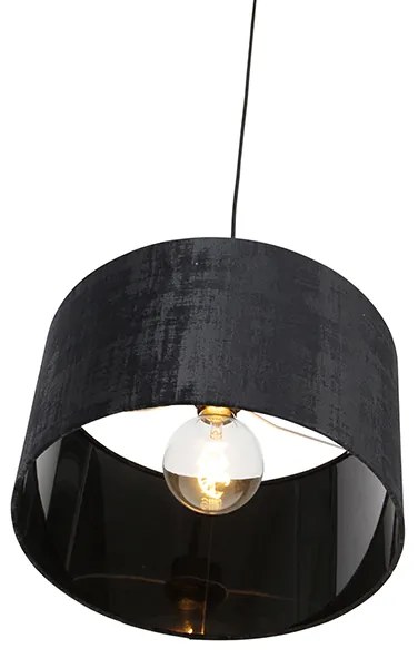 Stoffen Moderne hanglamp zwart met kap zwart 35 cm - Combi Modern E27 Binnenverlichting Lamp