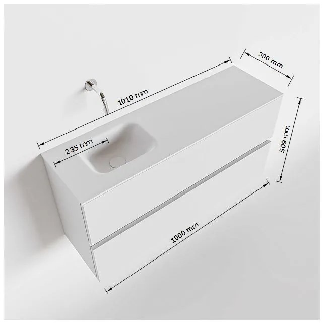 Mondiaz Ada 100cm toiletmeubel cale met wastafel talc links 1 kraangat