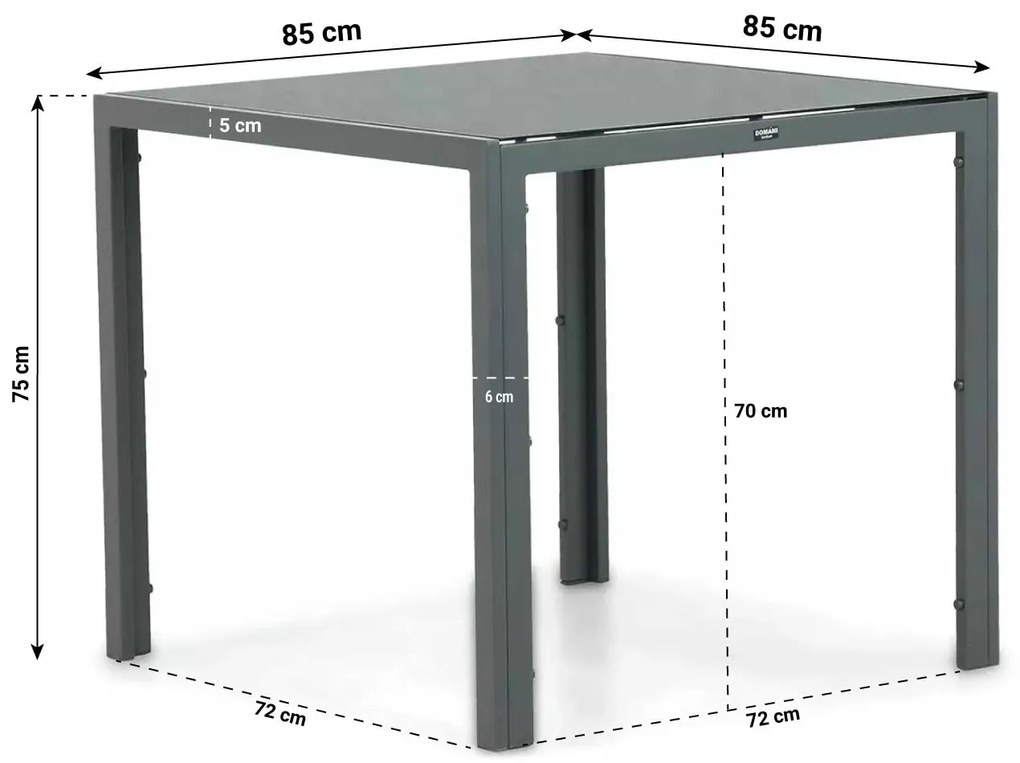 Tuinset 4 personen 85 cm Aluminium/textileen Grijs Presto Lucardo/Venustas