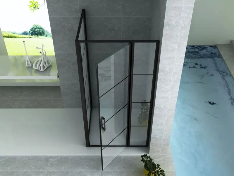 Sanigoods Icho douchecabine met rasters 120x90x200cm zwart mat