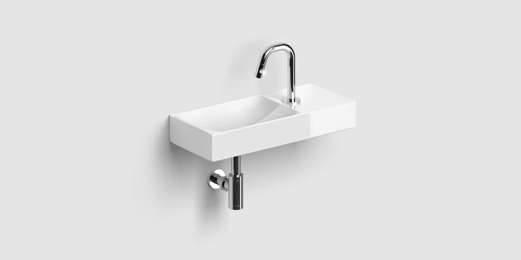 Clou Vale keramische fontein 45cm met kraangat rechts wit glans
