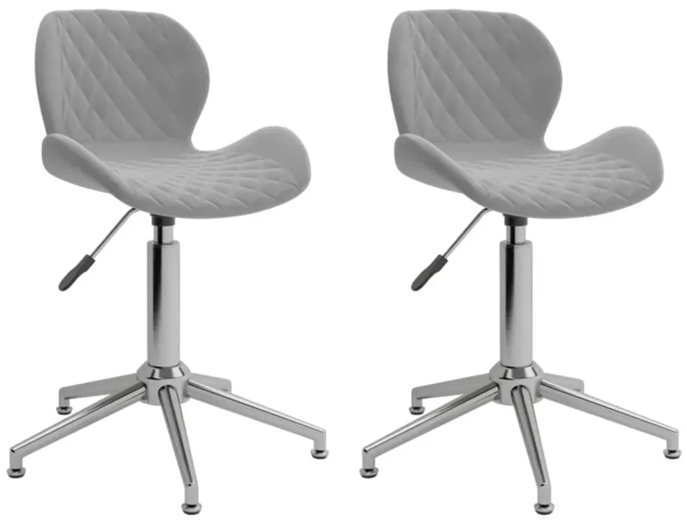 vidaXL Eetkamerstoelen draaibaar 2 st fluweel lichtgrijs