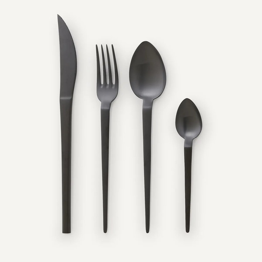 16-delig bestek in mat zwart inox, Oslo