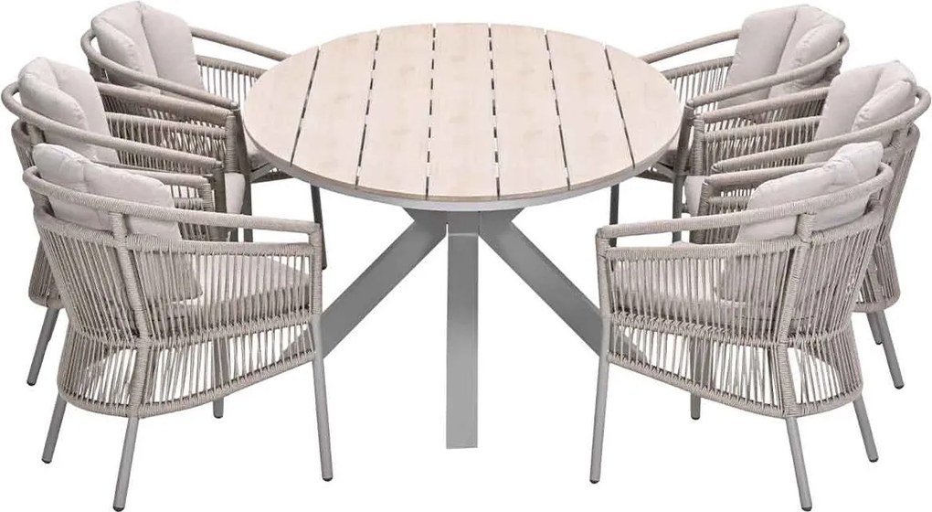Garden Impressions Sorong tuinset 7-delig - Tulli tuintafel 220x115 cm - light teak vironwood