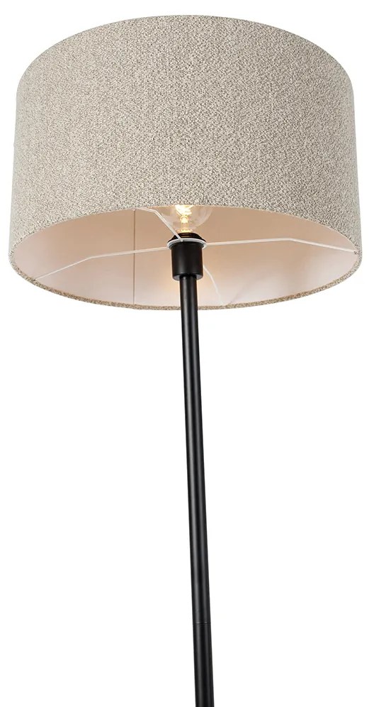 Vloerlamp zwart met boucle kap taupe 50 cm - Simplo Modern, Design E27 rond Binnenverlichting Lamp