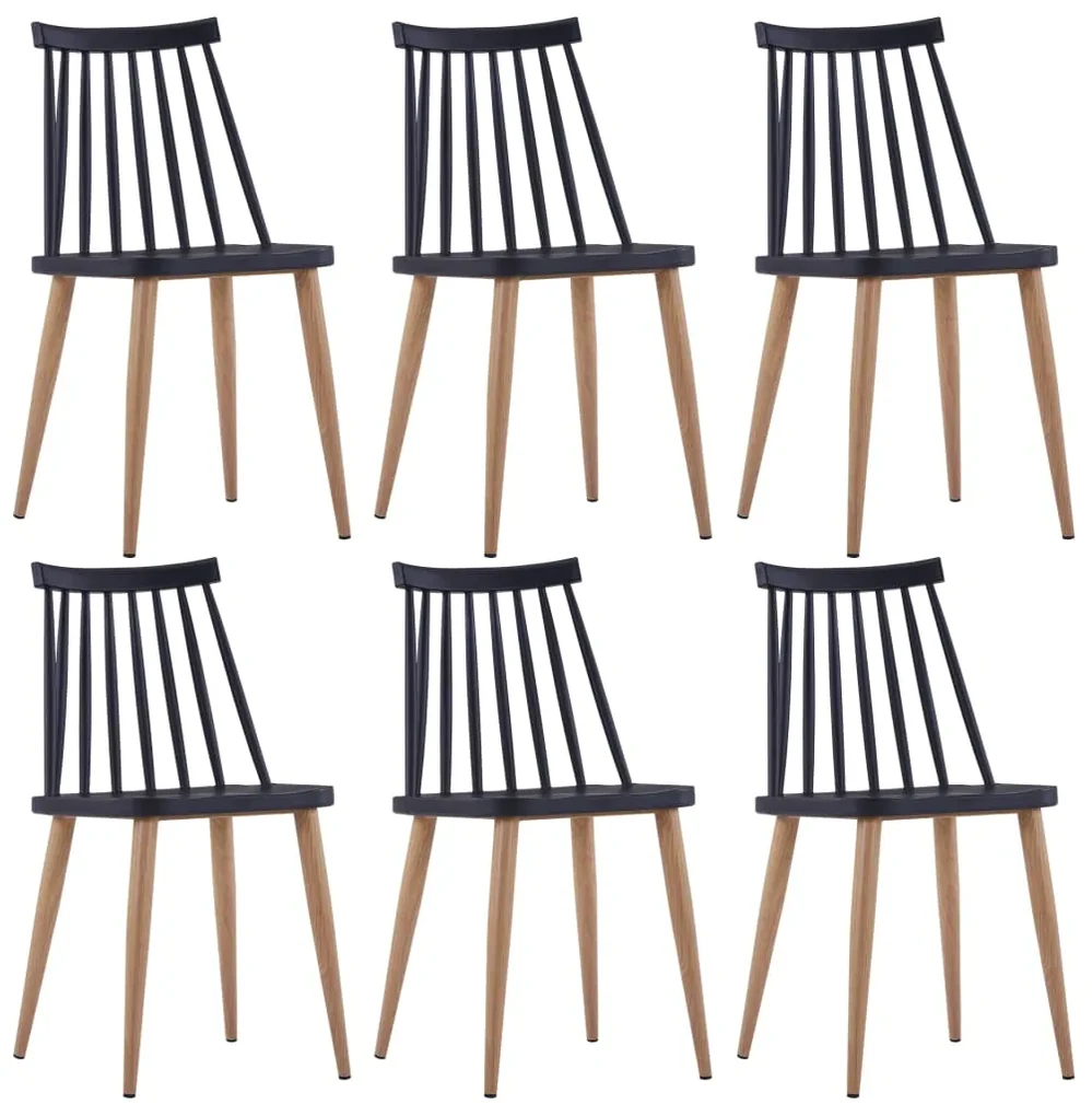 vidaXL Eetkamerstoelen 6 st kunststof staal zwart