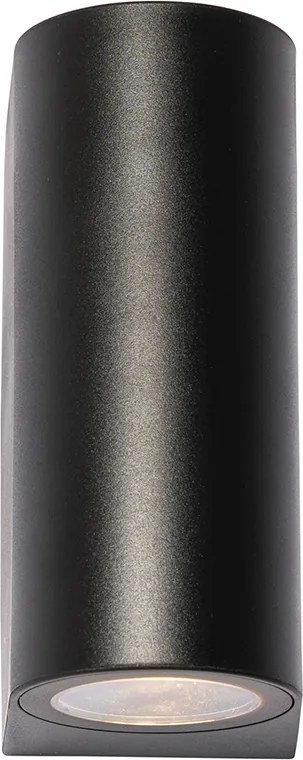 Moderne buiten wandlamp zwart kunststof ovaal 2-lichts - Baleno