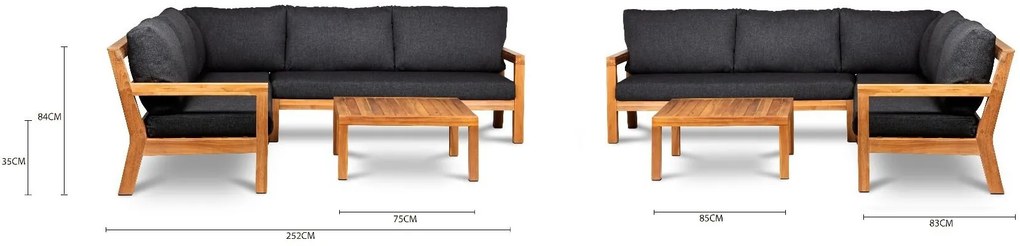 Garden Interiors Hoek Loungeset - Harby - Acacia - Zwart - Garden Interiors