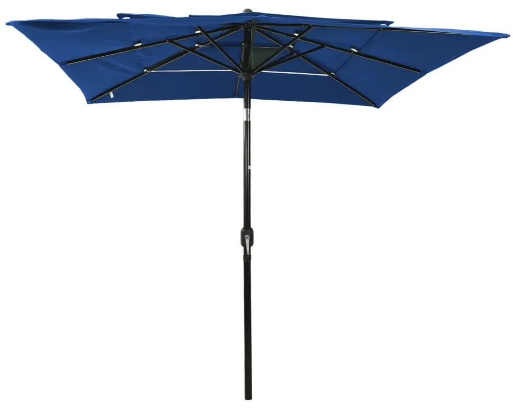 vidaXL Parasol 3-laags met aluminium paal 2,5x2,5 m azuurblauw