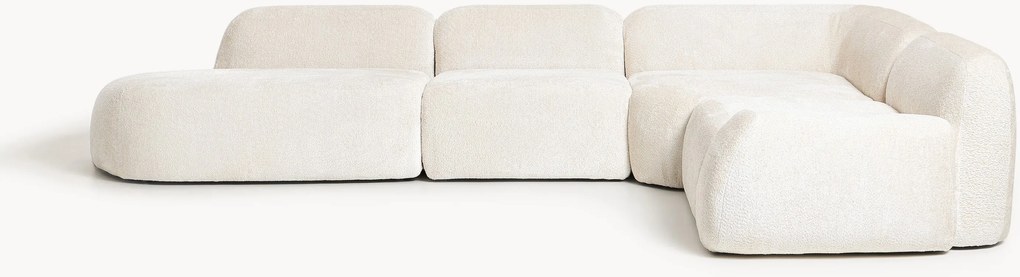 XL modulaire teddy bouclé hoekbank Wolke (4-zits) met chaise longue