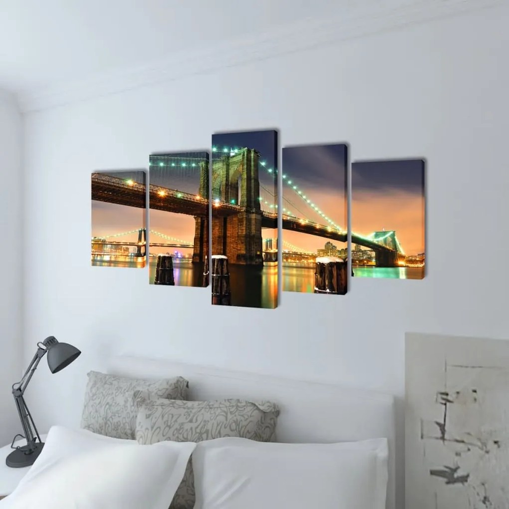 vidaXL Canvasdoeken Brooklyn Bridge 100 x 50 cm