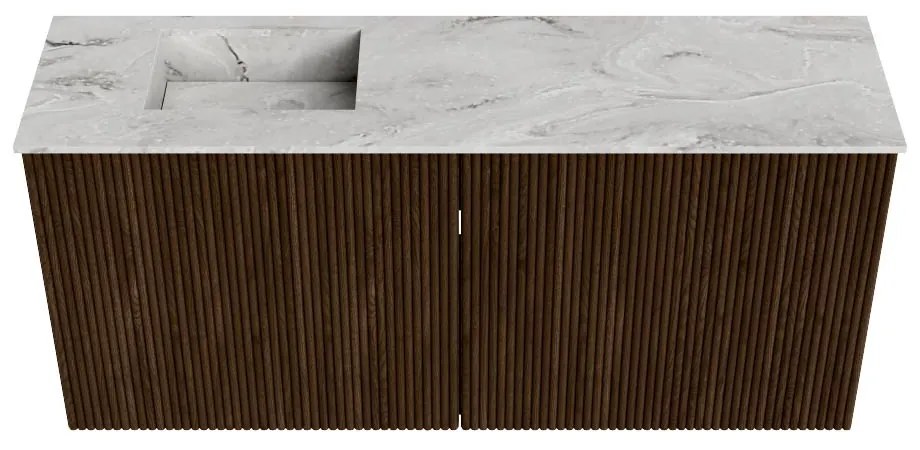 Mondiaz Joya DLux 90cm toiletmeubel walnut met wastafel faye links zonder kraangat glace
