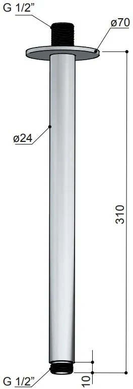 Hotbath ACE plafondarm 30cm messing geborsteld PVD