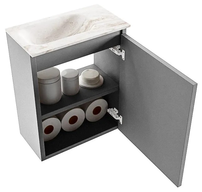 Mondiaz Ture DLux toiletmeubel 40cm plata met wastafel frappe links met kraangat