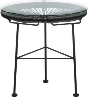 Ronde Bijzettafel Voor Tuin Ø45 Cm Van Staal En Synthetisch Riet Acapulco Zwart - Sklum