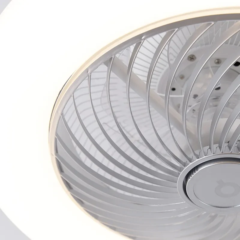 Plafondventilator met lamp zilver incl. LED met afstandsbediening - Clima Design rond Binnenverlichting Lamp