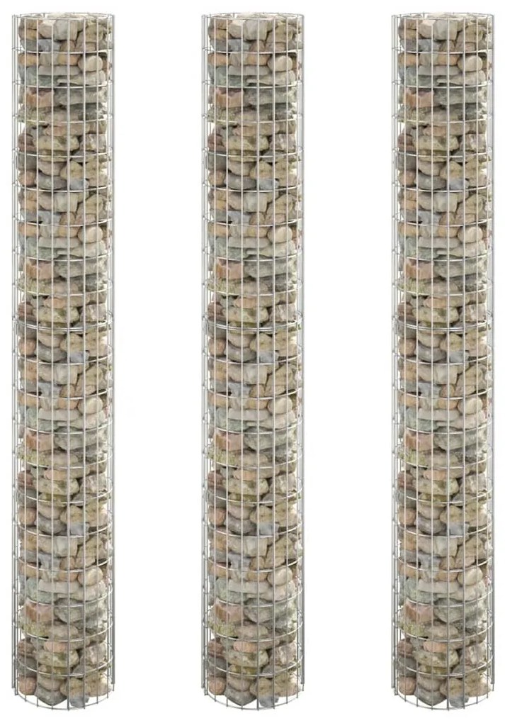 vidaXL Gabion plantenbakken 3 st rond verhoogd Ø30x200 cm staal