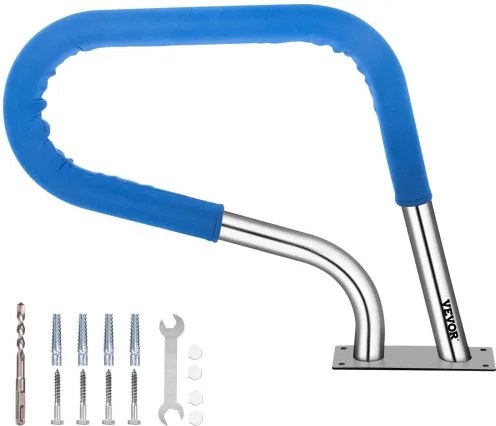 VEVOR Zwembad Roestvrij Stalen Leuningen 76,2x55,8 cm Leuning Afrit 113 kg Rail Zwembad Steunbalk 4,8 cm Buis 2 mm Dik met 1,2 m Handgreepafdekking 4 Ankers voor Ingang Uitgang Zwembad Spa Waterpark