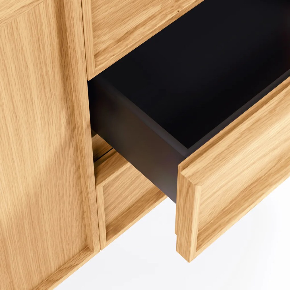 Eiken Dressoir Met Metalen Frame - 160x42x78cm.