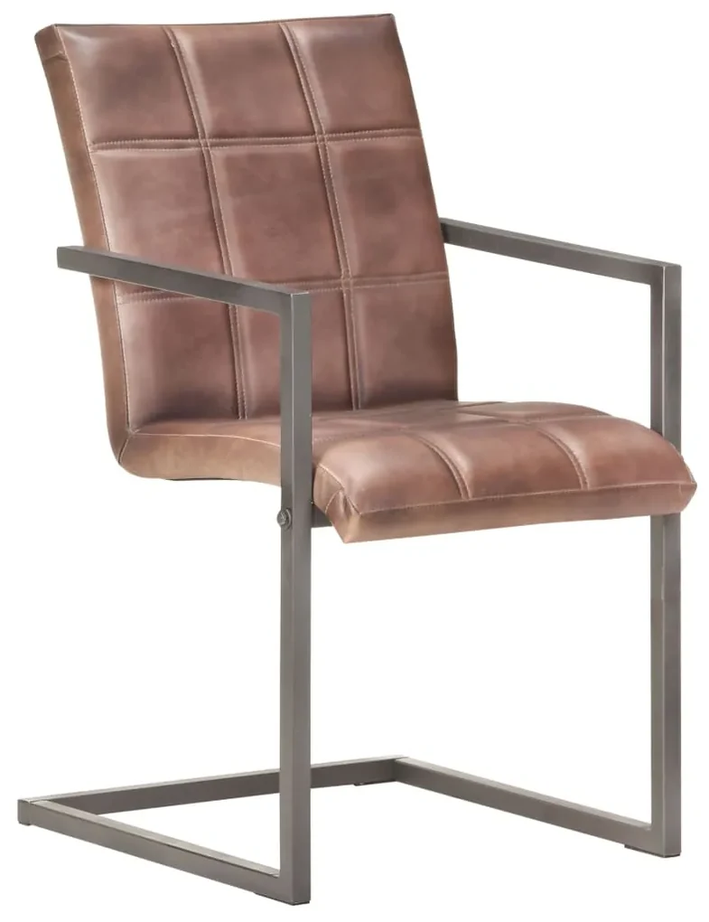 vidaXL Eetkamerstoelen 4 st echt leer verweerd bruin