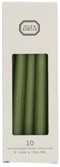 Kaarsjes smal, donkergroen, 17 cm, 10 stuks