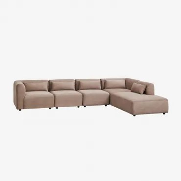 5-delige Modulaire Bank Met Rechter Chaise Longue Fogler Corduroy Kameelbruin - Sklum