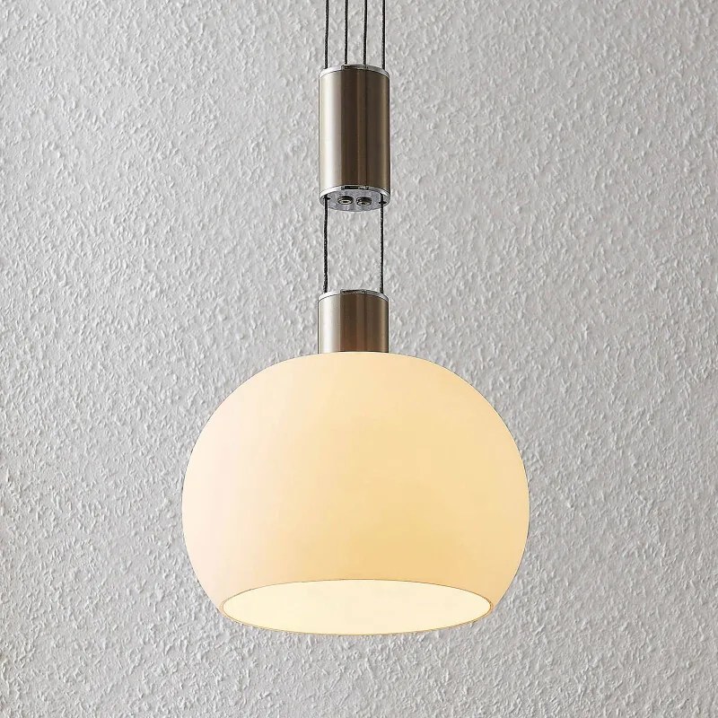 Aurell LED hanglamp, glas, 1-lamp, nikkel - lampen-24
