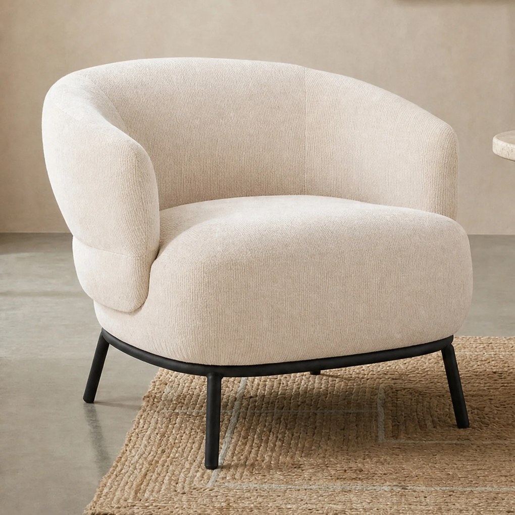 Eleonora David Zachte Fauteuil Beige Met Ronde Rug