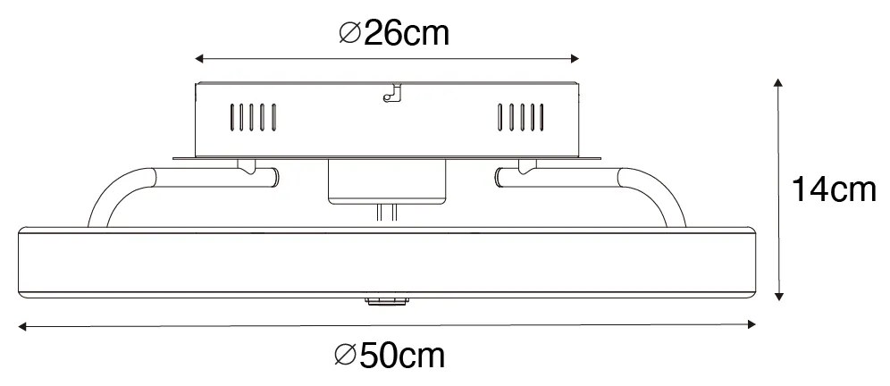 Plafondventilator met lamp zwart 50cm incl. LED dimbaar met afstandsbediening - Maddy Modern rond Binnenverlichting Lamp