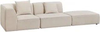 Cardea 2-delige Modulaire Hoekbank Met Gestoffeerde Poef Chenille Crèmebeige - Sklum