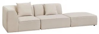 Cardea 2-delige Modulaire Hoekbank Met Gestoffeerde Poef Stof Chenille Beige – Crème - Sklum