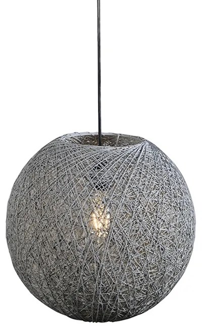 Landelijke Hanglamp grijs 35 cm - Corda Design, Landelijk / Rustiek E27 bol / globe / rond rond Binnenverlichting Lamp