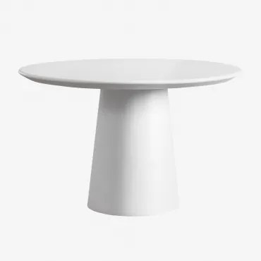 Ronde Tuintafel Ø120 Cm In Cement Noemi Wit - Sklum