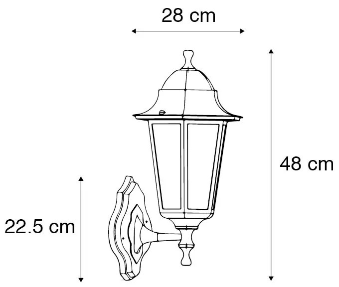 Buiten wandlantaarn zwart met bewegingssensor IP44 - New Orleans Up