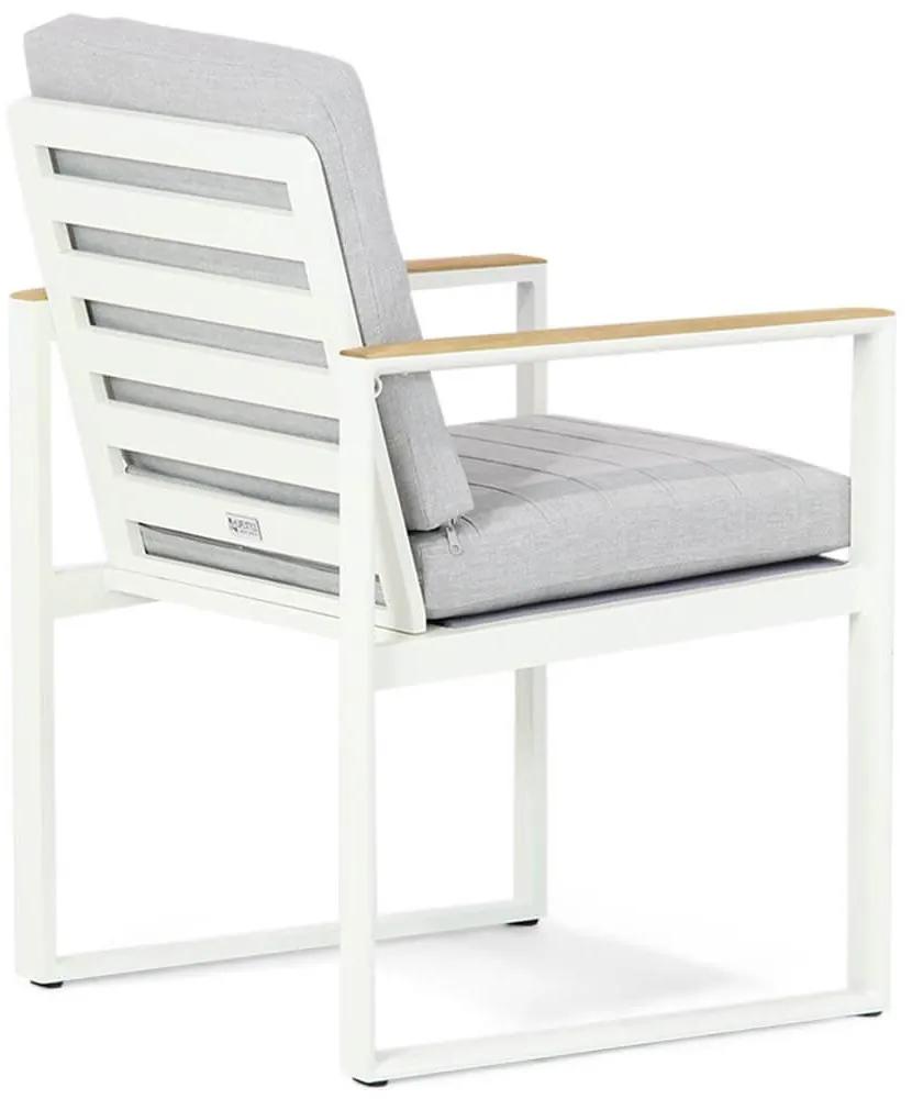 Tuinset Ronde Tuintafel 120 cm Aluminium/teak Wit 4 personen Santika Furniture Soray
