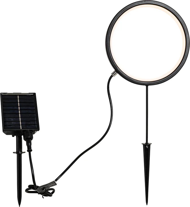 Set van 2 prikspots zwart 50cm incl. LED oplaadbaar en solar IP65 - Adalind