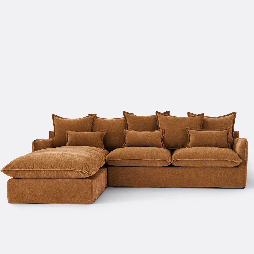 Hoekbank links, afneembare hoes, 4 zits, in gevlekt polyester, ODNA